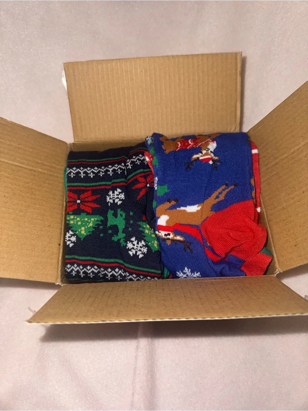 6 pair Holiday Crew Socks - Assorted Red, Green, Blue, Black